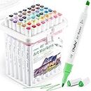 Ohuhu 48 colours Markers Set for Architectural Design Double Tipped, Chisel & Fine Alcohol-based Art Marker for Artists Architects Great Value Pack for Students' Art Class