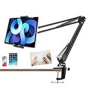 HOJI Overhead Video Stand Phone Holder Articulating Arm Phone Mount Table Top Scissor Boom Arm Articulating Phone Stand Tablet Phone Holder for Streaming Phone Baking Crafting Videos and More