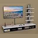 Wonder Wood Engineered Wood Tv Entertainment Wall Unit Standard,Set top Box Stand for Upto 42" Colour (Black & White) (Black & White)