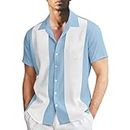 Duohropke Chemise à manches courtes pour homme, col rabattable, douce et légère, pour l'été, couleur unie