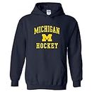NCAA Arch Logo Hockey, Team Color Hoodie, College, University, Michigan Wolverines Navy, Large