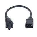 [2-Pack] C14 to NEMA 5-15R, PDU/ UPS 18AWG Standard Computer Power Adapter Cord NEMA 5-15R to IEC320 C14 Power Plug Cable (1.64ft)