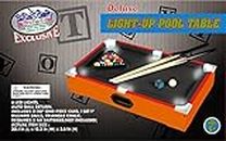 Matty's Toy Stop Deluxe Wooden 20" Table Top LED Light-Up Glow in The Dark Pool (Billiards) with 15 Colored Balls, 1 Cue Ball, 2 Pool Sticks, 1 Cube of Chalk & Racking Triangle