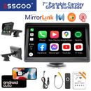 7" Portable Car Stereo Wireless Apple Carplay/Android Auto FM BT HD Touch Screen