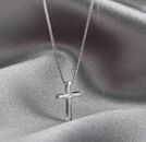 Tiny Cross Pendant 925 Sterling Silver Chain Necklace Womens Jewellery Gifts UK