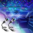 DoRight LED Roof Atmosphere Light USB Mini LED Projection Lamp Star Night 3 Colors & 7 Lighting Effects Car Interior Lights Adjustable Romantic for Car Decor/Bedroom/Home/Party - Plug and Play (2 Pcs)