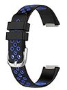 OBOE Silicone Smart Watch Replacement Dual Color Band Compatible with Fitbit Luxe Watch (Black-Blue)