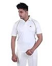 POWERHAWKE Men's White Polo Cricket Jersey T-Shirt/Drifit Fabric for Gym, Running, Cycling, Swimming, Cricket, Basketball, Yoga, Football, Tennis, Badminton & More Outdoor & Indoor Sports (XL)