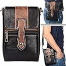 Men Purse Crossbody Bag Leather Holster Case with Belt Clip Cell Phone Pouch for iPhone Xs Max Holster Belt Loop Pouch Case Leather Shoulder Bag for iPhone, Samsung,Google and Other Phones (7.0 inch)