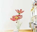 vOlXo 90 cm Honey Bee on Red Flower Self Adesive Wall Sticker Self Adhesive Sticker (Pack of 1)