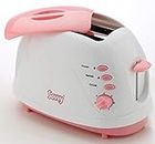SAVVY Pop-up Bread Toaster- 2 Slice Toasting Machine with 7 Temperature Setting, Lightweight, White & Pink Color Kitchen Appliance
