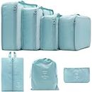 PAZIMIIK 7 Set Packing Cubes Clothes Storage Bag Luggage Packing Organizers for Travel Accessories, Sky Blue, Nylon