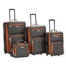 Rockland Luggage 4-Piece Set, Charcoal, One Size