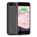 LOYTAL Battery Case for iPhone 8 Plus/7 Plus/6S Plus/6 Plus, 6000mAh Rechargeable Extended Battery Charging Charger Case, Add 1.5X Extra Juice, Support Wire Headphones (5.5 inch)