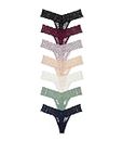 Victoria's Secret Lace Thong Panty Pack, Lay Flat Lace, Underwear for Women, 7 Pack, Neutral Mix (M)