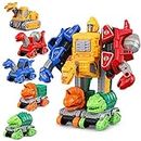 Fajiabao Robot Transforming Toys for 3 4 5 Year Old Boys, 5 in 1 Take Apart Dinosaur Construction Toys for Kids Building Cars Educational Stem Toys for 3 4 5 Year Old Boys Girls Toddlers Gifts
