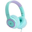 Kids Headphones with MIC INFURTURE CH1,Wired Headphones for Kids with 94dB Volume Limited for Boys Girls, Adjustable Headband, Foldable, Child Headphones on Ear for Study Tablet Airplane School, Blue