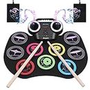 Anpro Electronic Drum Set for Kids | Adult, Musical Instrument Drum Practice Pad Kit with Headphone Jack, Built-in Speaker, Drum Pedals, Drum Sticks, Great Holiday Birthday Gift for Kids