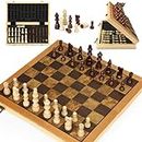 Chess Set Magnetic Wooden Chess Board Game, Chess Sets Boards for Adults Kids, 15 Inch Foldable Portable Travel Chess Set with Pieces Storage Box for Beginner Professionals
