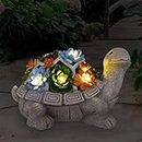 Nacome Solar Garden Outdoor Statues Turtle with Succulent 7 LED Lights - Lawn Decor Patio, Balcony, Yard Ornament - Birthday for Women/Mom/Grandma