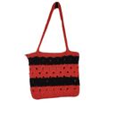Handmade Authentic Cañary Ecuadorian Mochila Bag Red/Black Purse with crochet 