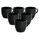 FnP CL Ceramic Tea and Coffee Cup - 6 Pieces, 150 ml (Tea Cup Set of 6 - Black Matte)