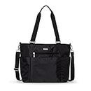 Baggallini Essential Laptop Tote - Work Tote Bag with Laptop Sleeve - Lightweight Travel Crossbody Shoulder Bag for Women, Black