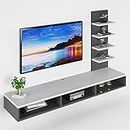 Furnifry Wooden TV Entertainment Unit/Wall Set Top Box Shelf Stand/TV Cabinet for Wall/Set Top Box Holder for Home/Living Room/Drawing Room/Wall Mounted TV Unit Ideal for TV Upto 42" (White/Grey)
