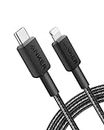 ANKER MFi Certified Type C to Lightning Cable 100W, Braided 6ft Black, Super Fast iPhone Charging Cable (50% Charge in 30 mins), Data Sync Compatibility & Power Delivery (PD) (6ft Black)