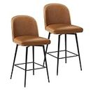 Sofarm Bar Stools Swivel Counter Height Set of 2, 26 Inch Faux Leather Barstools with Back and Matel Frame, Upholstered Counter Stools for Kitchen Island, Dining Room