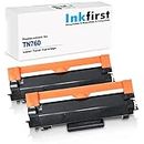 (CHIP Included) 2 High Yield Inkfirst Toner Cartridges TN-760 TN760 Compatible Remanufactured for Brother TN-760 MFC-L2710DW MFC-L2730DW MFC-L2750DW MFC-L2750DWXL DCP-L2550DW HL-L2350DW HL-L2370DW