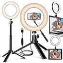 JIOZER,Selfie Ring Light for Zoom Meeting, Dimmable Desktop LED Circle Light with Tripod Stand, 6'' Lighting Kit Gifts for Live Streaming/Laptop Video Conference/Makeup/YouTube/Vlog/Video Recording