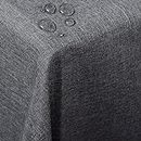WOLTU TD3043gr Tischdecke Tischtuch Leinendecke Leinen Optik Lotuseffekt Fleckschutz Pflegeleicht abwaschbar schmutzabweisend Farbe & Größe Wählbar Eckig 130x220 cm Grau