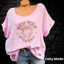 ITALY Damen Bluse Blusenshirt Leinenoptik Hemd NEW YORK Cotton Rosa 40 42 44 NEU