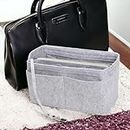 GO EASY - Handbag Organizer for Women - Purse Organizer Insert for Handbag, Tote Bag Storage, 17 Pockets with Purse Divider - Ideal Gift (11.5 x6.9 x 5.5 In Inches) (Grey)