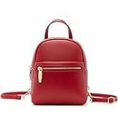 Mini Backpack Purse for Girls Teenager Cute Leather Backpack Women Small Shoulder Bag Handbags, Red, Small, Traveling