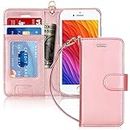 FYY Case for iPhone 6/6s, PU Leather Wallet Phone Case with Card Holder Flip Protective Cover [Kickstand Feature] [Wrist Strap] for Apple iPhone 6/6s 4.7" Rose Gold