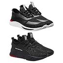 BRUTON Shoes for Trendy Shoes | Gym Shoes | Sports Shoes | Running Shoes | Shoes for Men -(Combo Pack of 2, Size-8) Black