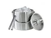 Nooks Stainless Steel Insulated Ice Bucket with Ice Tong [1.5Liter] | Keeps Ice Cold for 6 h | Great bar Tools for Home bar Accessories, Mini bar, Wine Large (Medium)