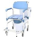 Nucarture 3 in1 wheel chairs for Old Age People with Western toilet seat Portable commode chair for toilet adult Bedside Elder Potty Seat for Patients Rolling Over Commode Wheelchair upto 150 Kg