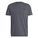 adidas Essentials Single Jersey 3 Rayas Camiseta de manga corta, Dark Grey Heather/Black, M Hombre