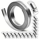 SMLCON 304 Stainless Steel Hose Clamps - For DIY,Cut-To-Fit 19.5 FT Metal Strap + 15 Stronger Fasteners Assortment Kit Large Adjustable Worm Gear Band Screw Clamps Duct Pipe Metal Clamp Strapping
