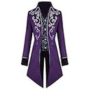 Apocrypha Men's Medieval Steampunk Tailcoat Vampire Gothic Jackets Frock Coat (Purple, X-Large)
