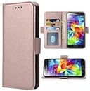 Compatible with Samsung Galaxy S5 Wallet Case and Wrist Strap Lanyard and Leather Flip Card Holder Cell Accessories Phone Cover for Glaxay S 5 Neo Gaxaly 5S Galaxies GS5 G900A G900T Women Men Pink