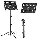 Softline Pro SP02 Music Sheet Stand-Metal Professional Portable Perforated Notation Stand Folding, Adjustable Holder,Sturdy suitable for Musical Instrument (SP02 - Two Fold)