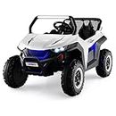 COSTWAY 12V Kids Electric Ride On UTV, 2-Seater Battery Powered Truck with Remote Control, Bluetooth, LED Light, Music, MP3/USB/FM, 4 Spring Suspension Wheels Vehicle Toy for Children (White)