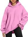 AUTOMET Womens Oversized Hoodies Fleece Sweatshirts Hooded Pullover 2023 Fashion Fall Clothes Trendy Outfits Winter Sweater, Pink, Medium
