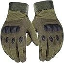 ZaySoo Full Finger Hard Knuckle Motorcycle Army Shooting Outdoor Breathable Gym & Fitness, Cycling Riding Gloves for Men and Boys (Olive)