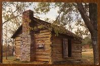 Postal vintage Maryville TN Tennessee cabaña donde Sam Houston enseñó en la escuela 