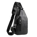 Clearance Leather Sling Crossbody Bag for Men Women Shoulder Chest Bags with USB Charging Port Outdoor Travel Hiking Daypacks Warehouse Sale Clearance Tiktok Trend Items